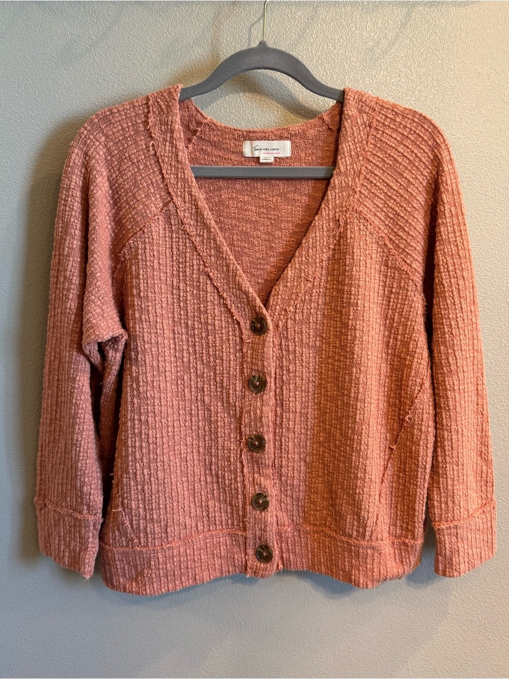 ⭐ 2/$20 Two by Vince Camuto Terra Cotta Chunky Knit Button Cardigan
